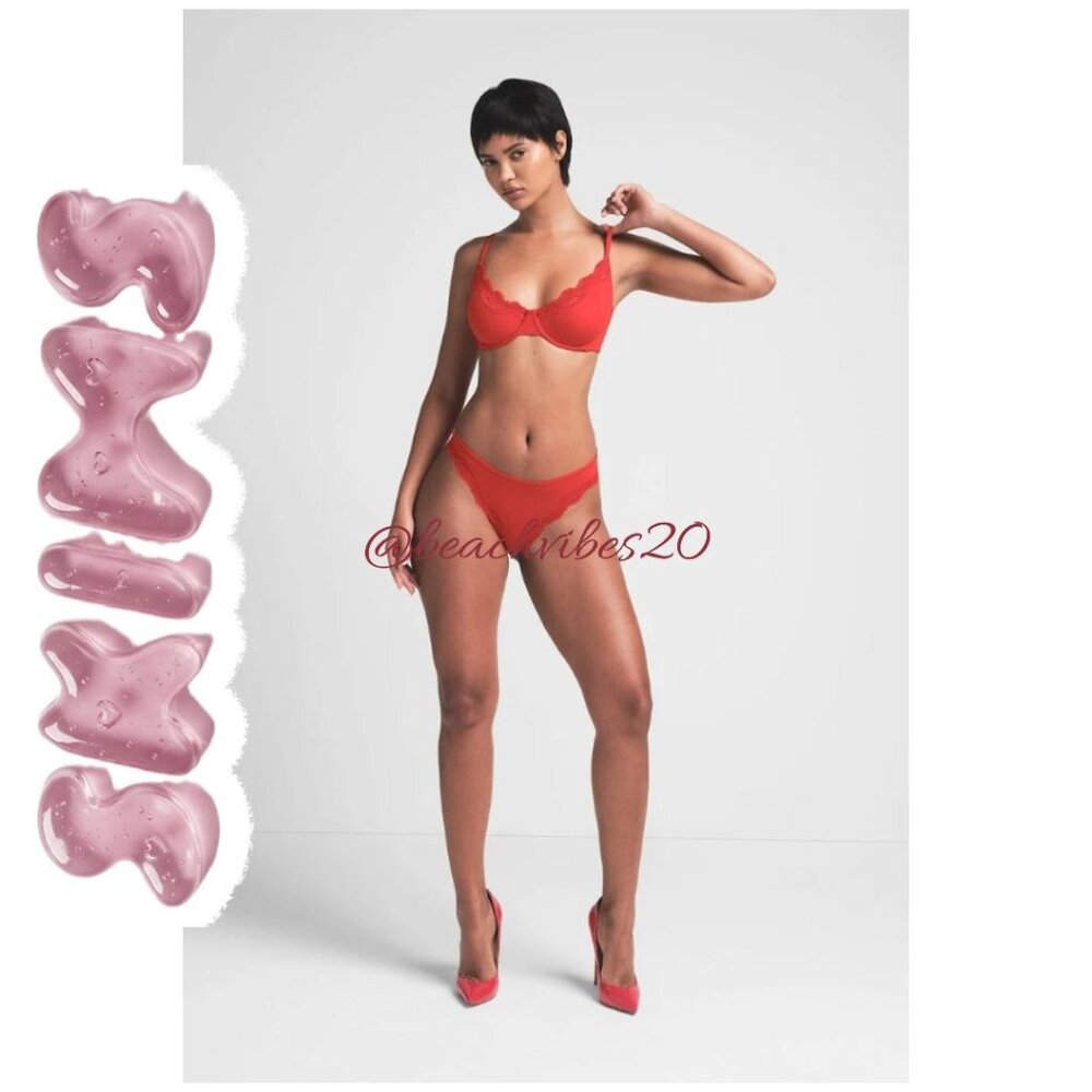 SKIMS Fits Everybody Lace Unlined Demi Bra Cayenne 36DD NWT